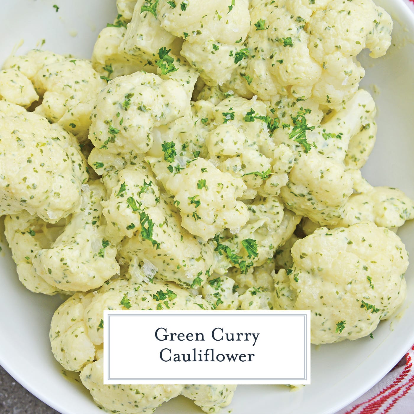 green curry cauliflower with text overlay