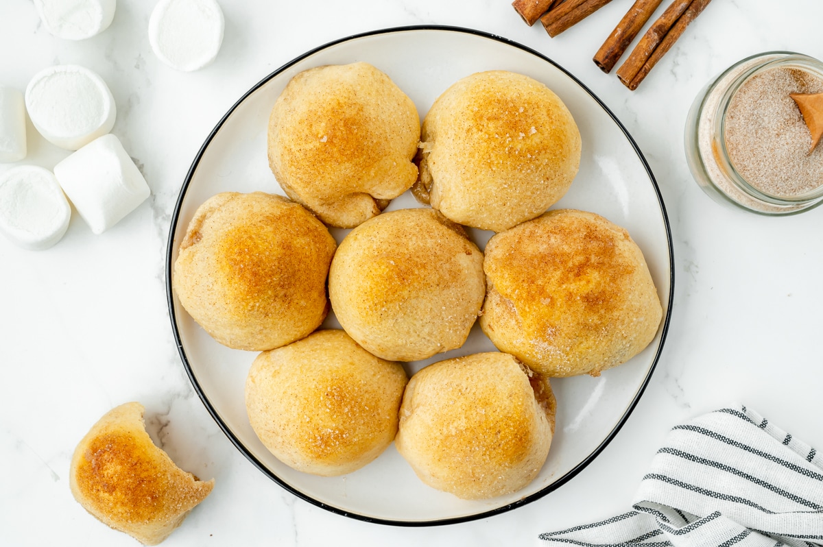 overhead shot of plate of hocus pocus buns