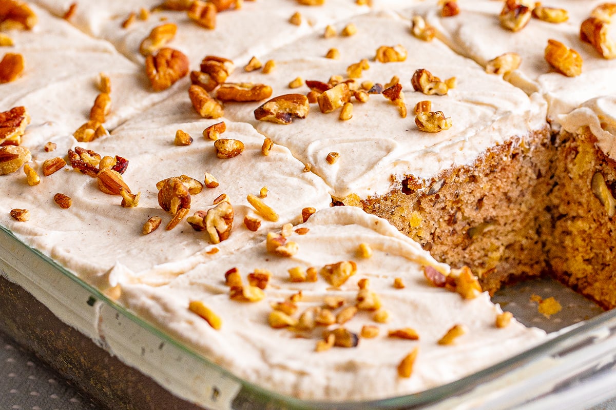 hummingbird cake cut into squares