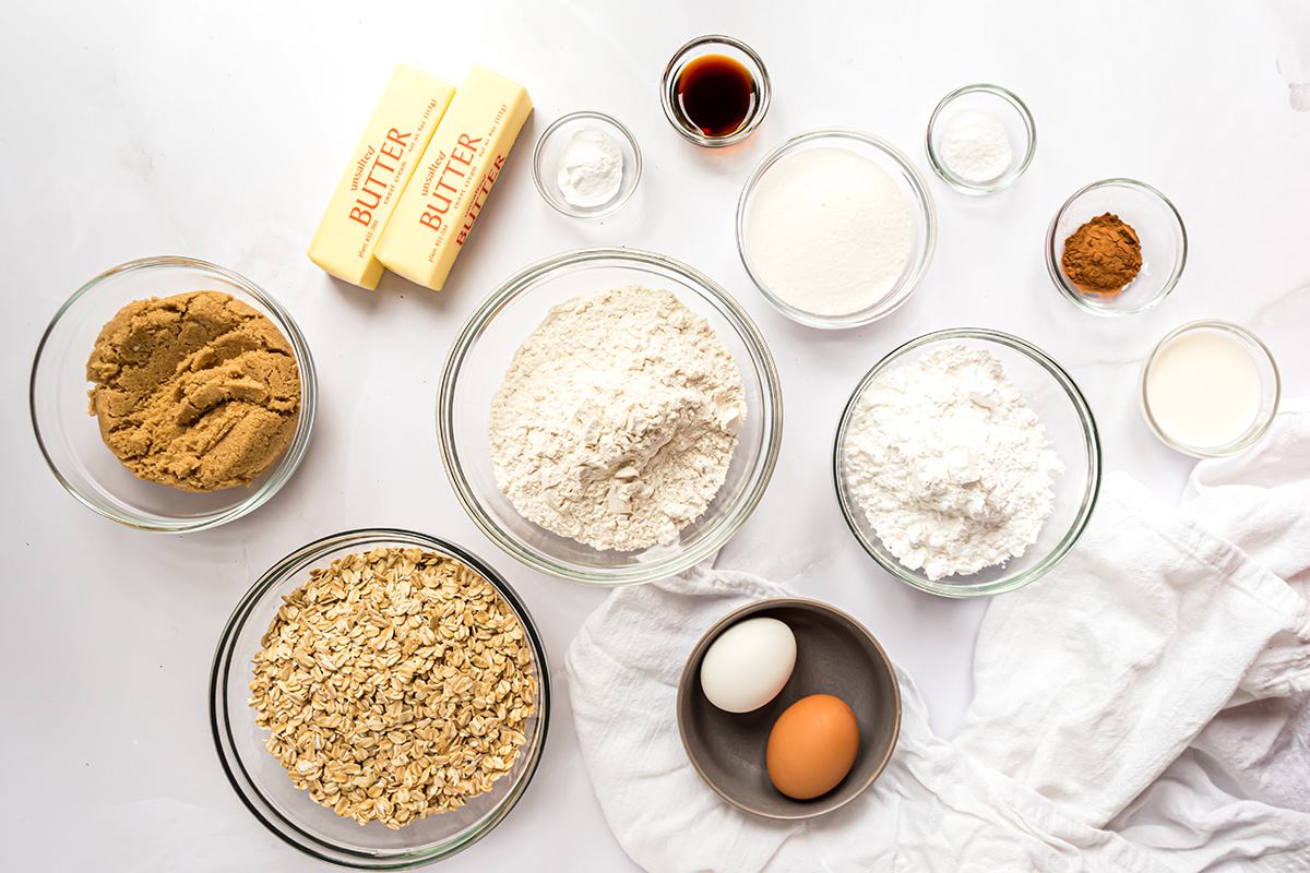ingredients for making iced oatmeal cookies
