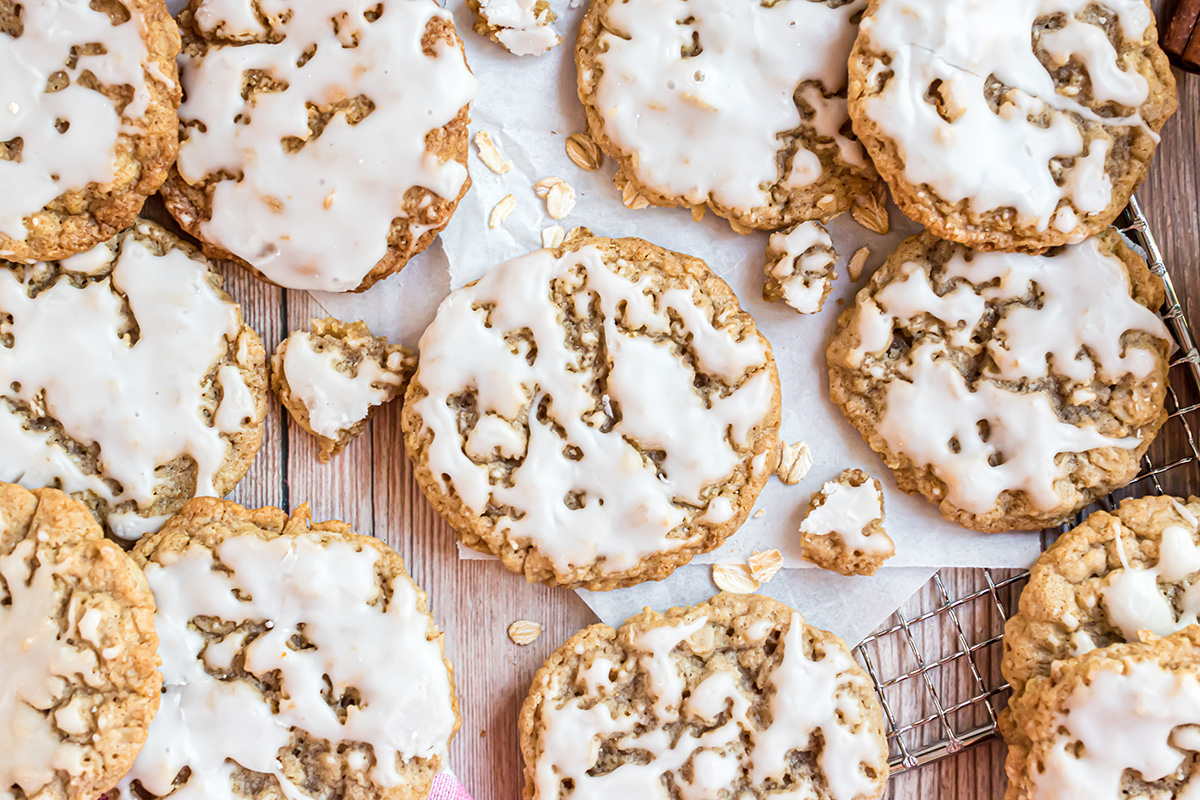oatmeal cookies with maple icing