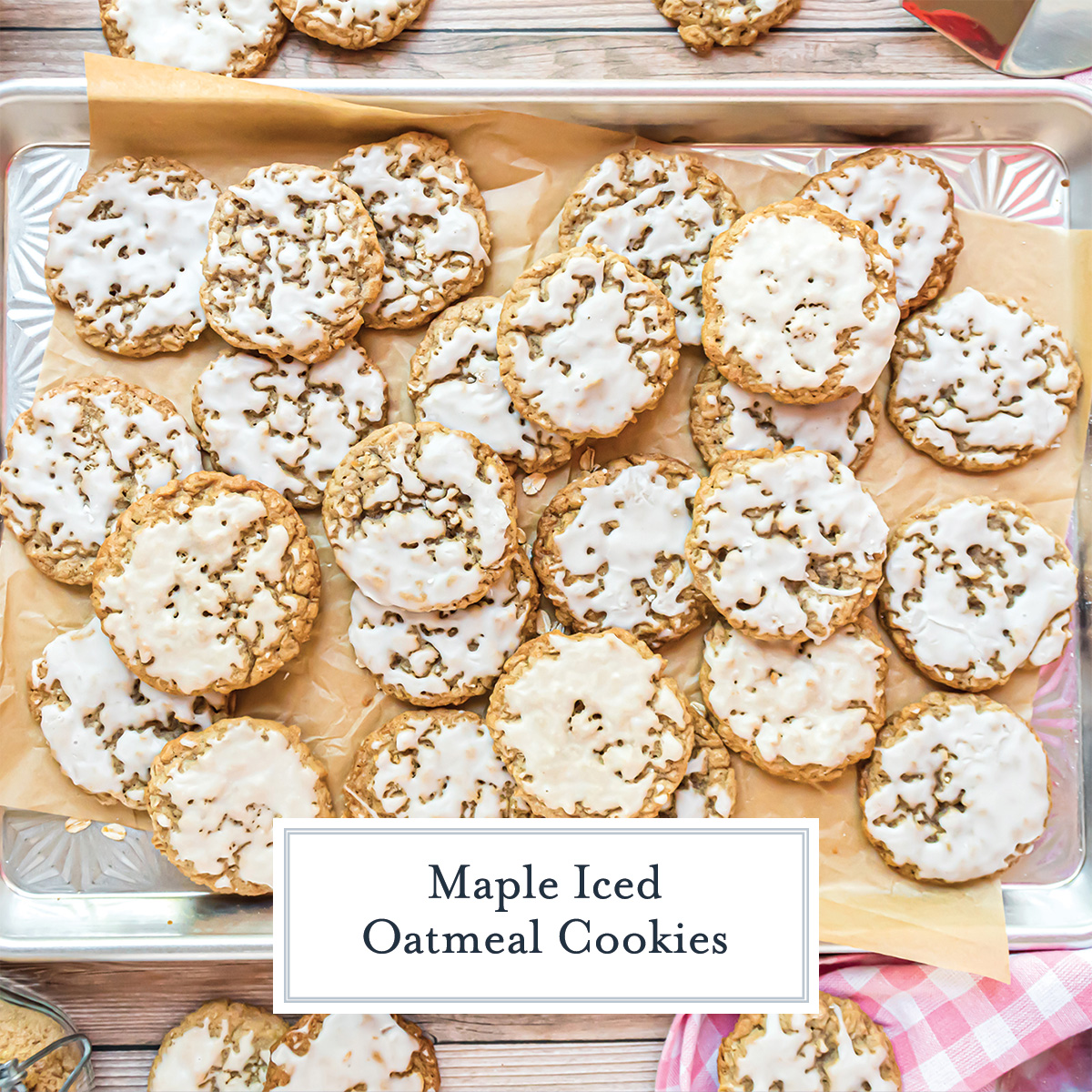 iced oatmeal cookies with text overlay