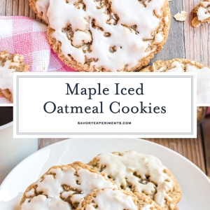 collage of iced oatmeal cookies