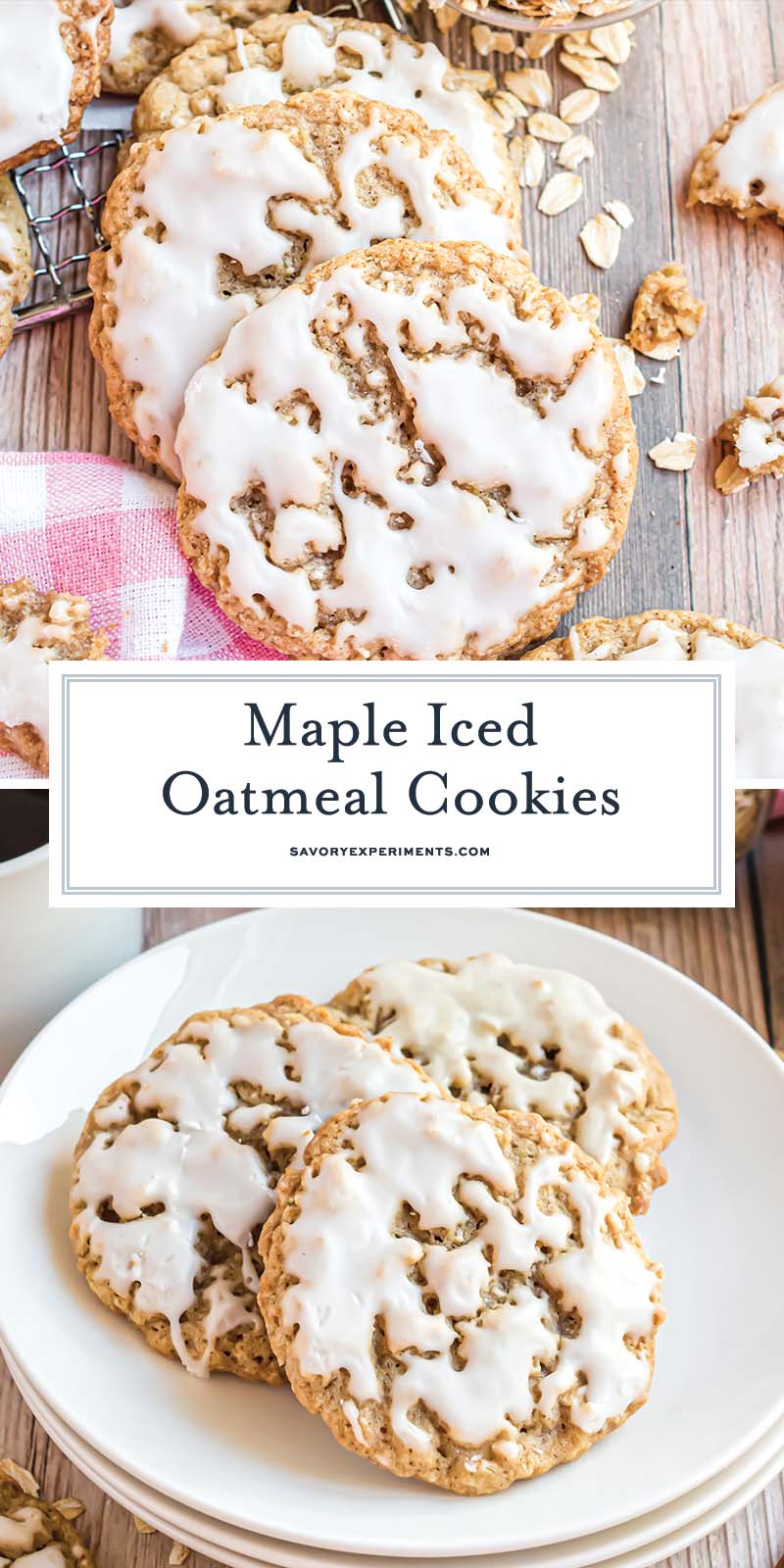 collage of iced oatmeal cookies