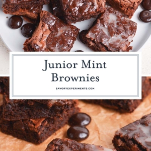 collage of junior mint brownies for pinterest