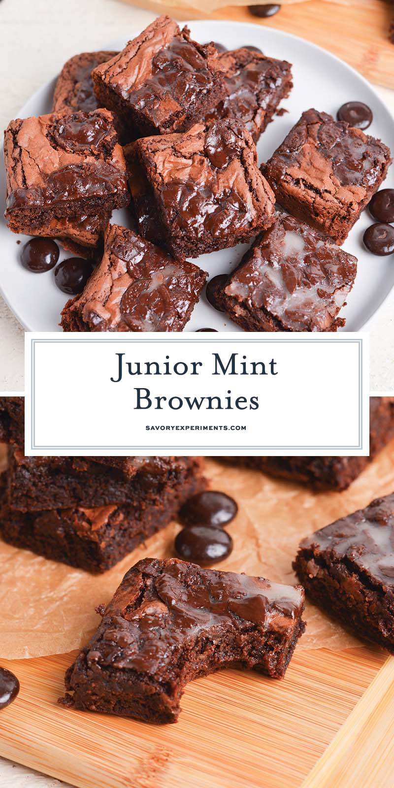 collage of junior mint brownies for pinterest