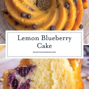 collage of blueberry cake images for pinterest