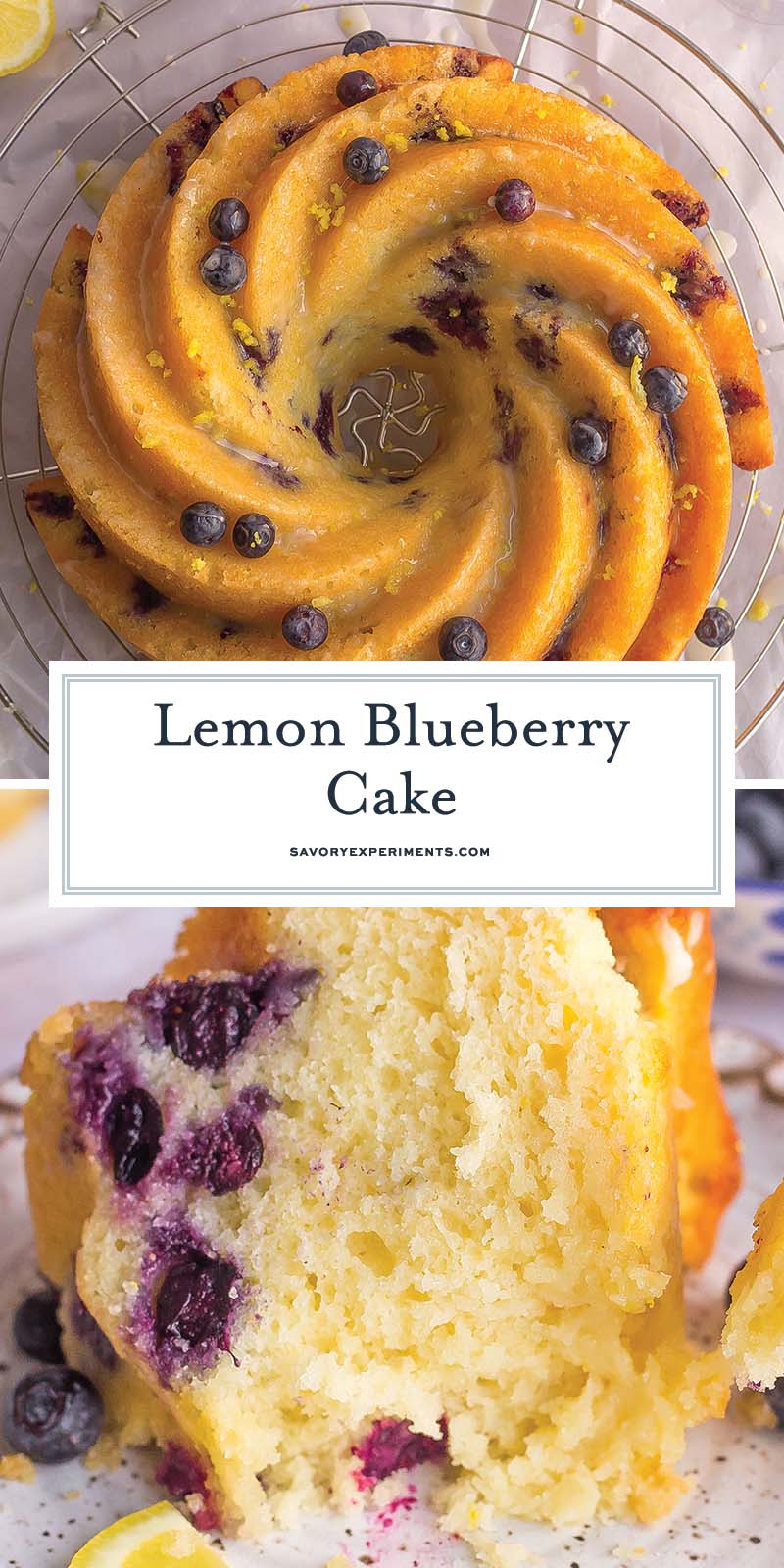 collage of blueberry cake images for pinterest