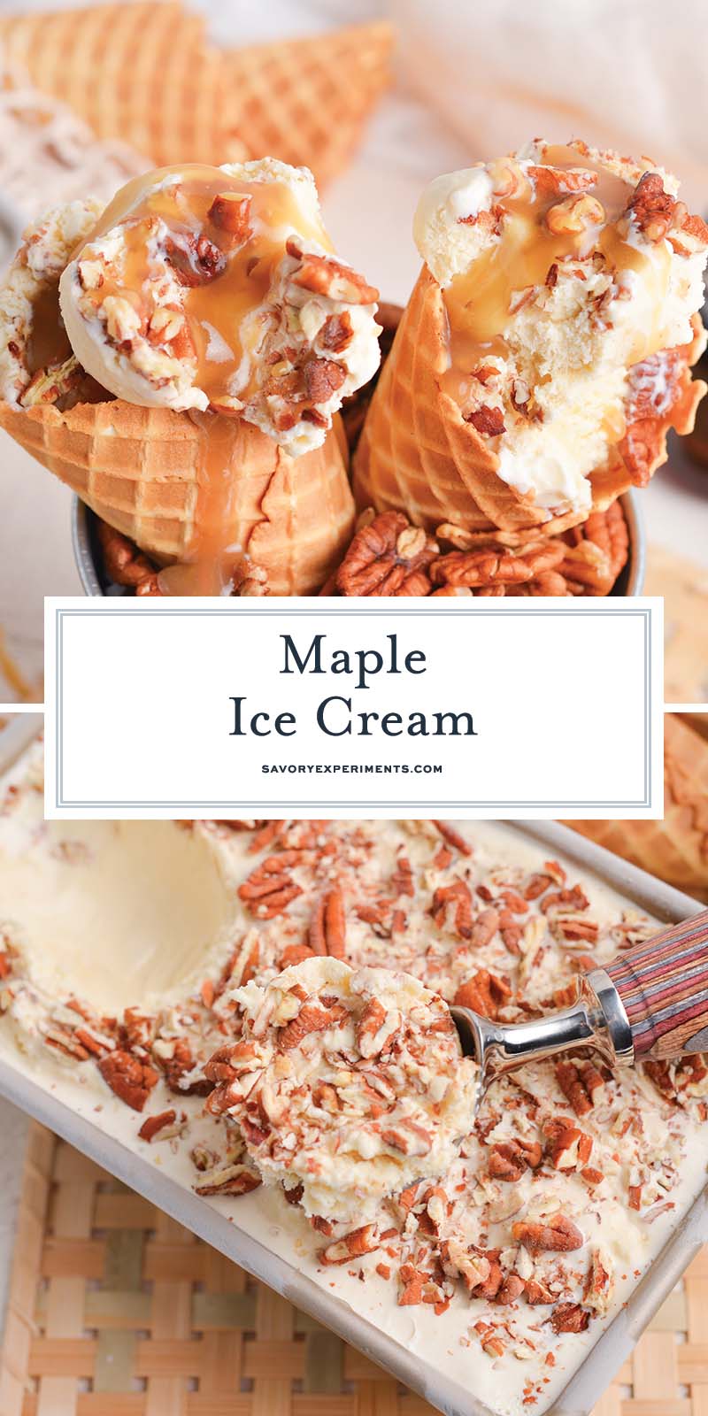 collage of maple ice cream for pinterest