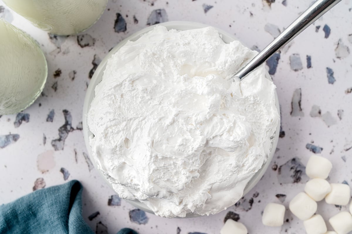 overhead bowl of homemade marshmallow fluff