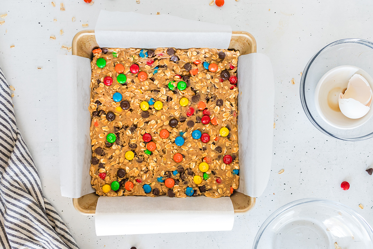 cookie bar dough in pan