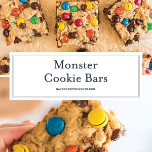 collage of monster cookie bars for pinterest
