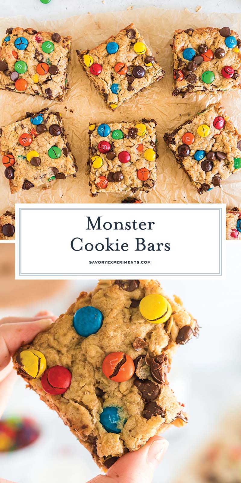 collage of monster cookie bars for pinterest