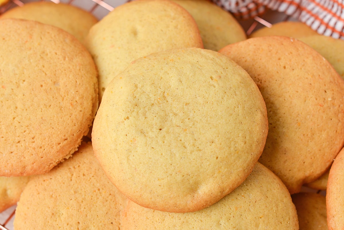 close up of a an orange cookie