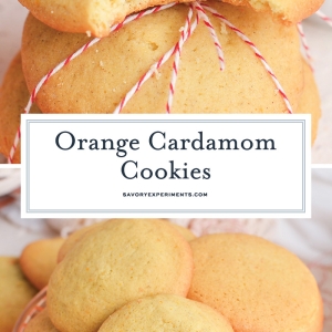 collage of orange cardamom cookies with text overlay for pinterest