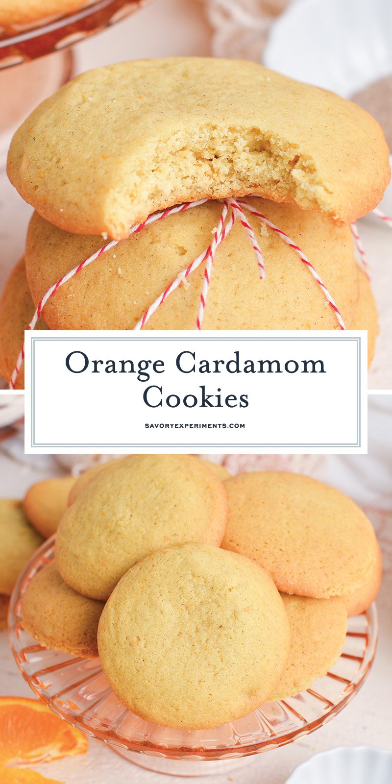 collage of orange cardamom cookies with text overlay for pinterest