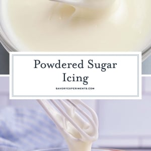 collage of powdered sugar icing images for pinterest