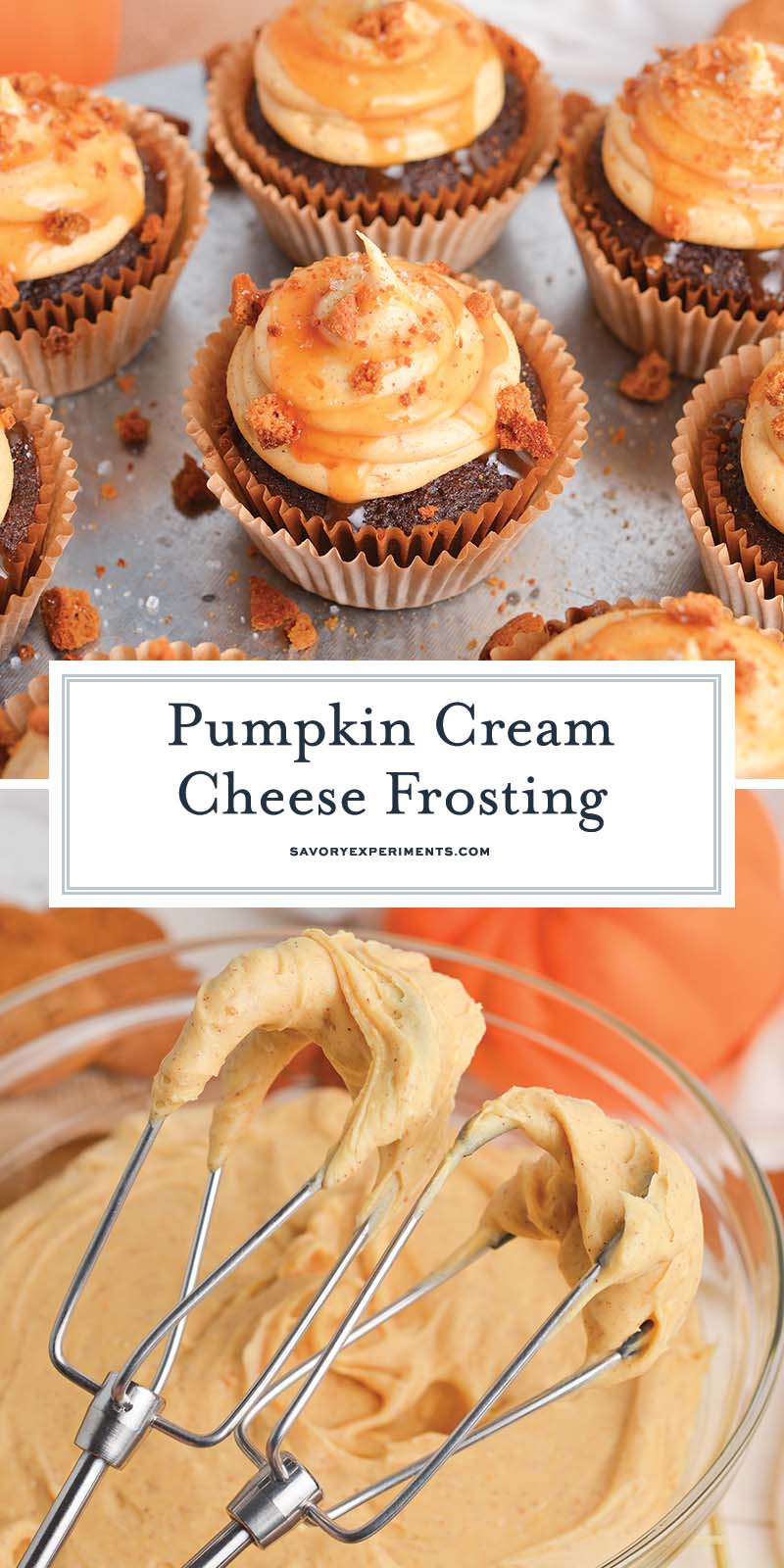 collage of pumpkin cream cheese frosting for pinterest