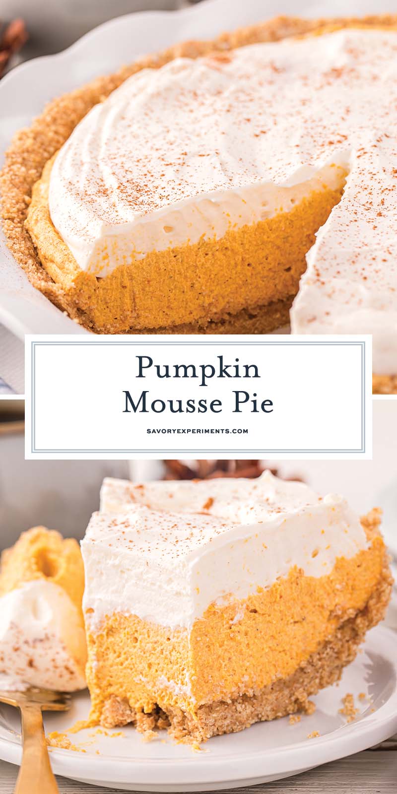 collage of pumpkin mousse piefor pinterest