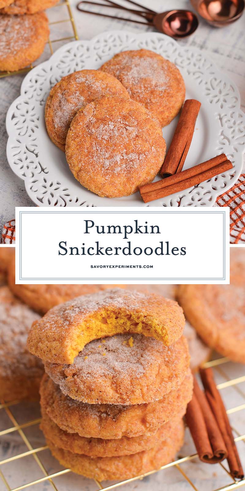 collage of pumpkin snickerdoodles for pinterest