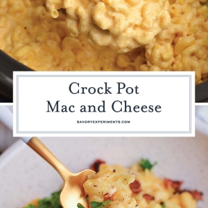 collage of crock pot mac and cheese for pinterest