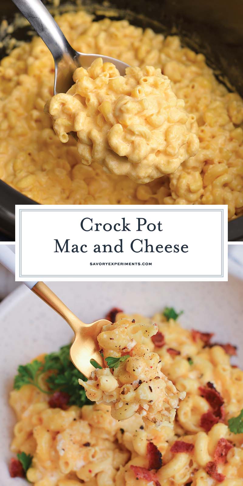 collage of crock pot mac and cheese for pinterest