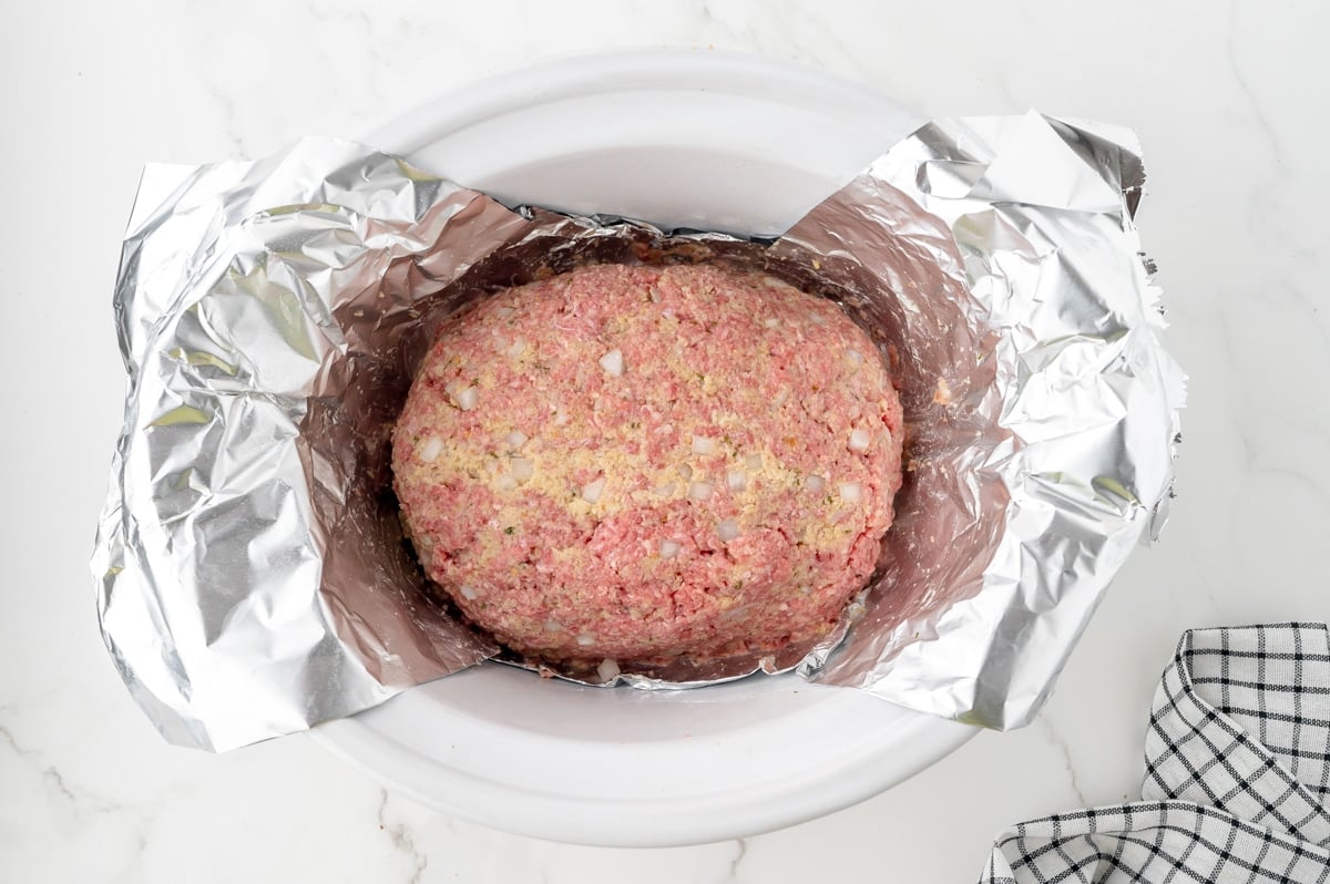 raw meatloaf in slow cooker