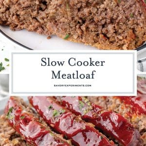collage of slow cooker meatloaf for pinterest
