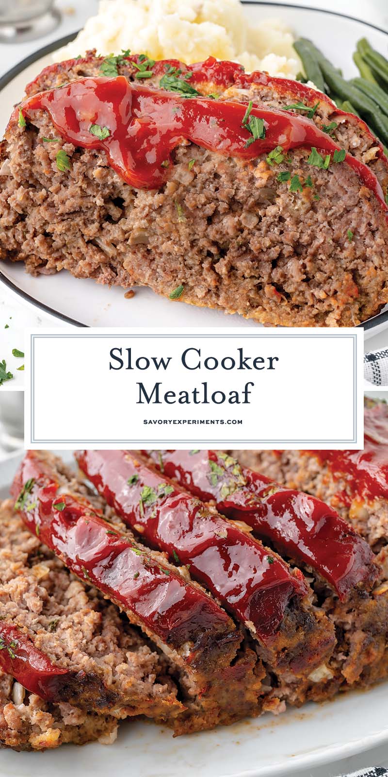 collage of slow cooker meatloaf for pinterest