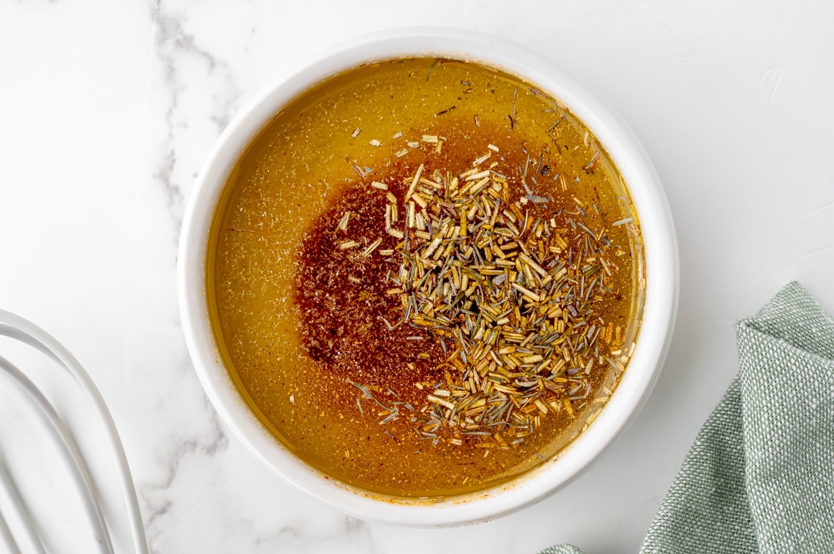 overhead shot of bowl of turkey seasonings