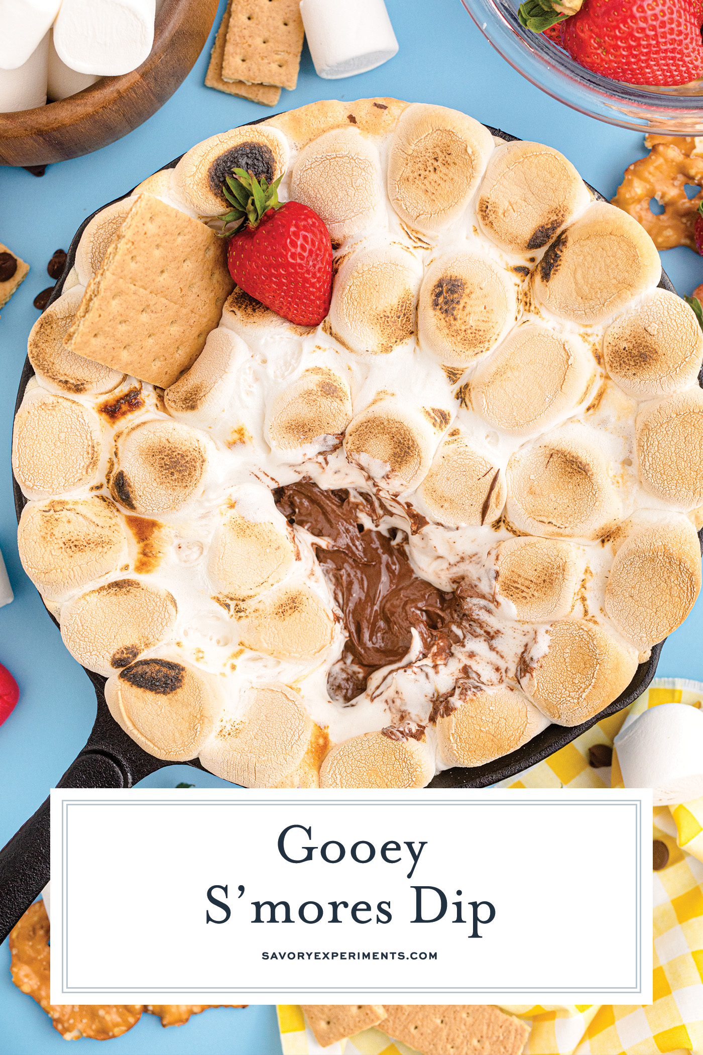 smores dip with text overlap for pinterest