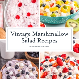 collage of vintage marshmallow salad recipes