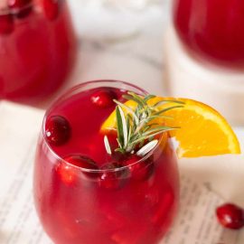 angled shot of cranberry gin cocktail