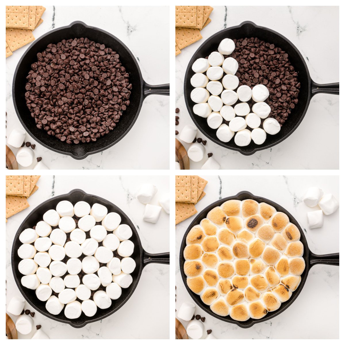 step by step images on how to make smores dip