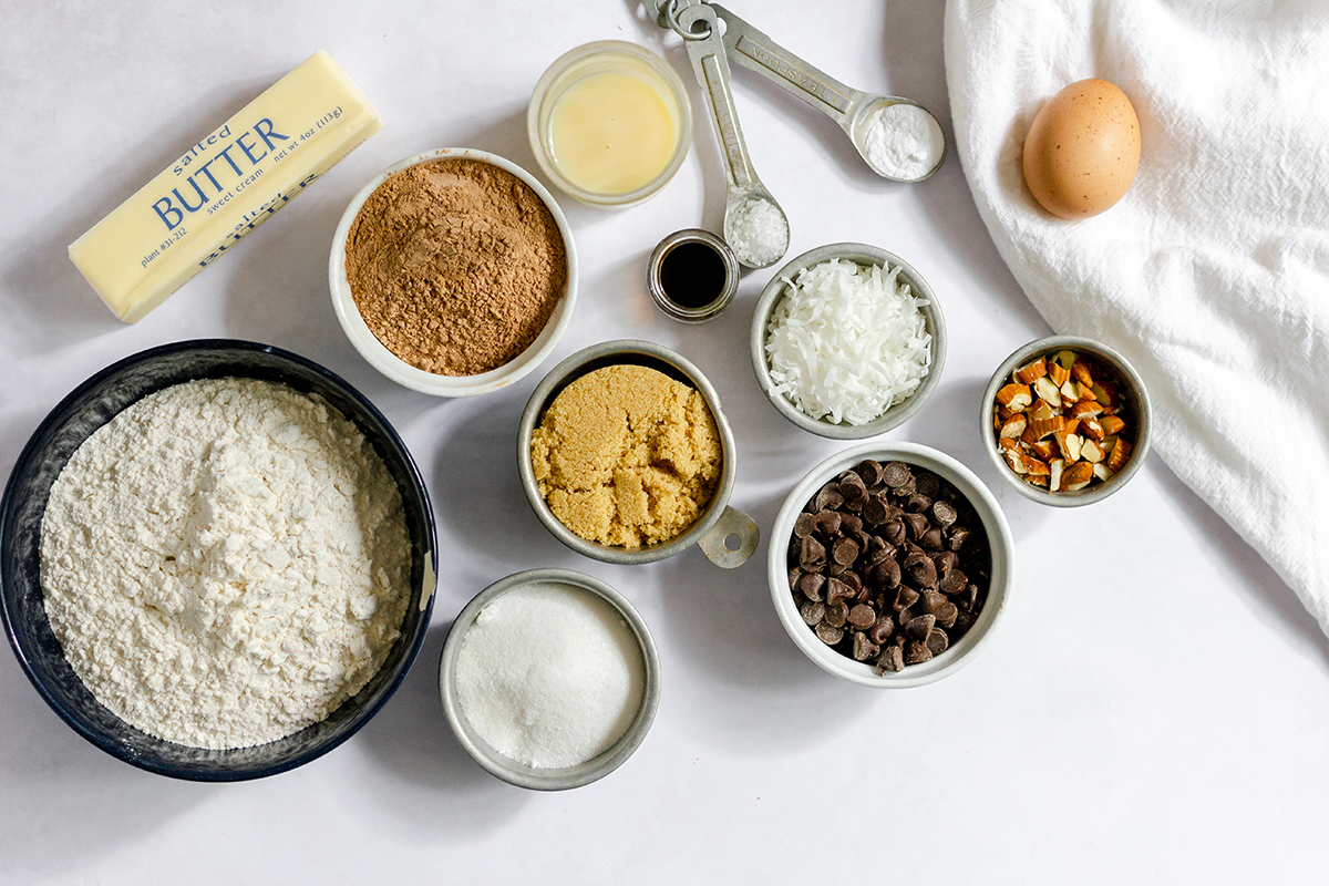 ingredients to make almond joy cookies