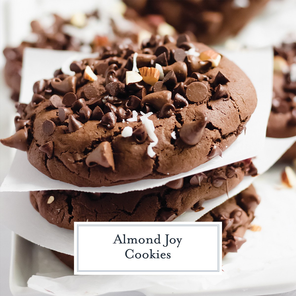 almond joy cookie recipe with a text overlay