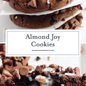 collage of almond joy cookies for pinterest