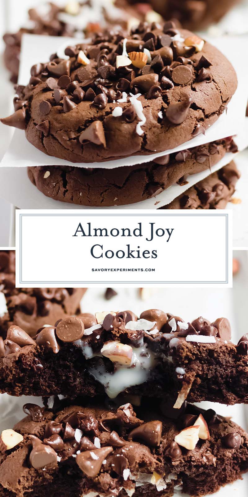 collage of almond joy cookies for pinterest