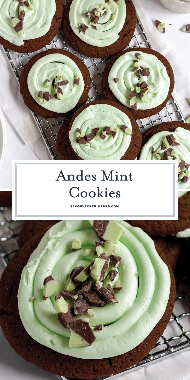 collage of andes cookies (mint and chocolate)