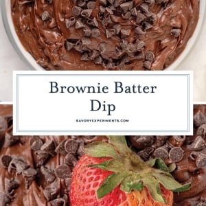 collage of brownie batter dip images with a text overlay