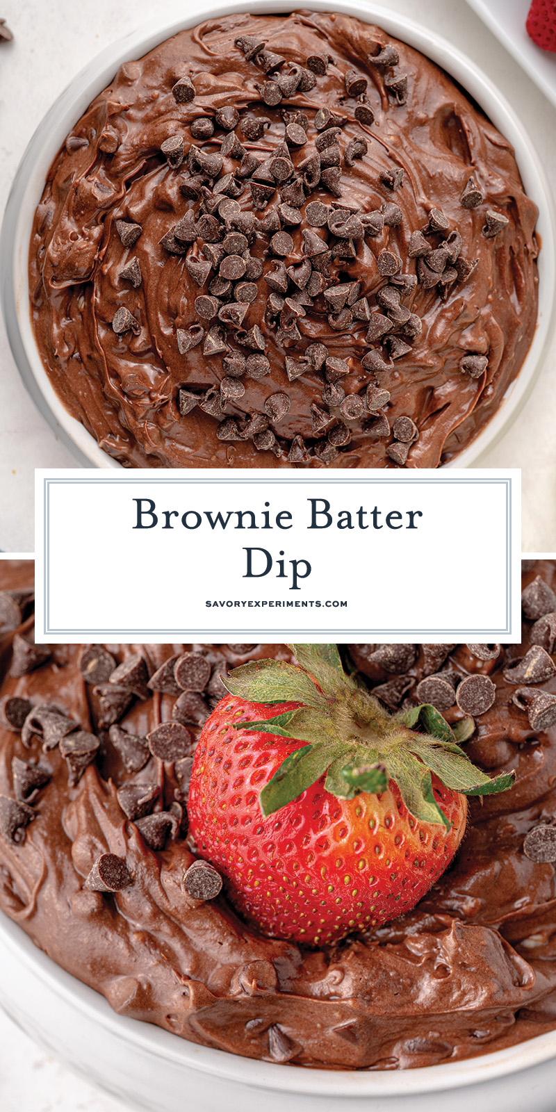 collage of brownie batter dip images with a text overlay