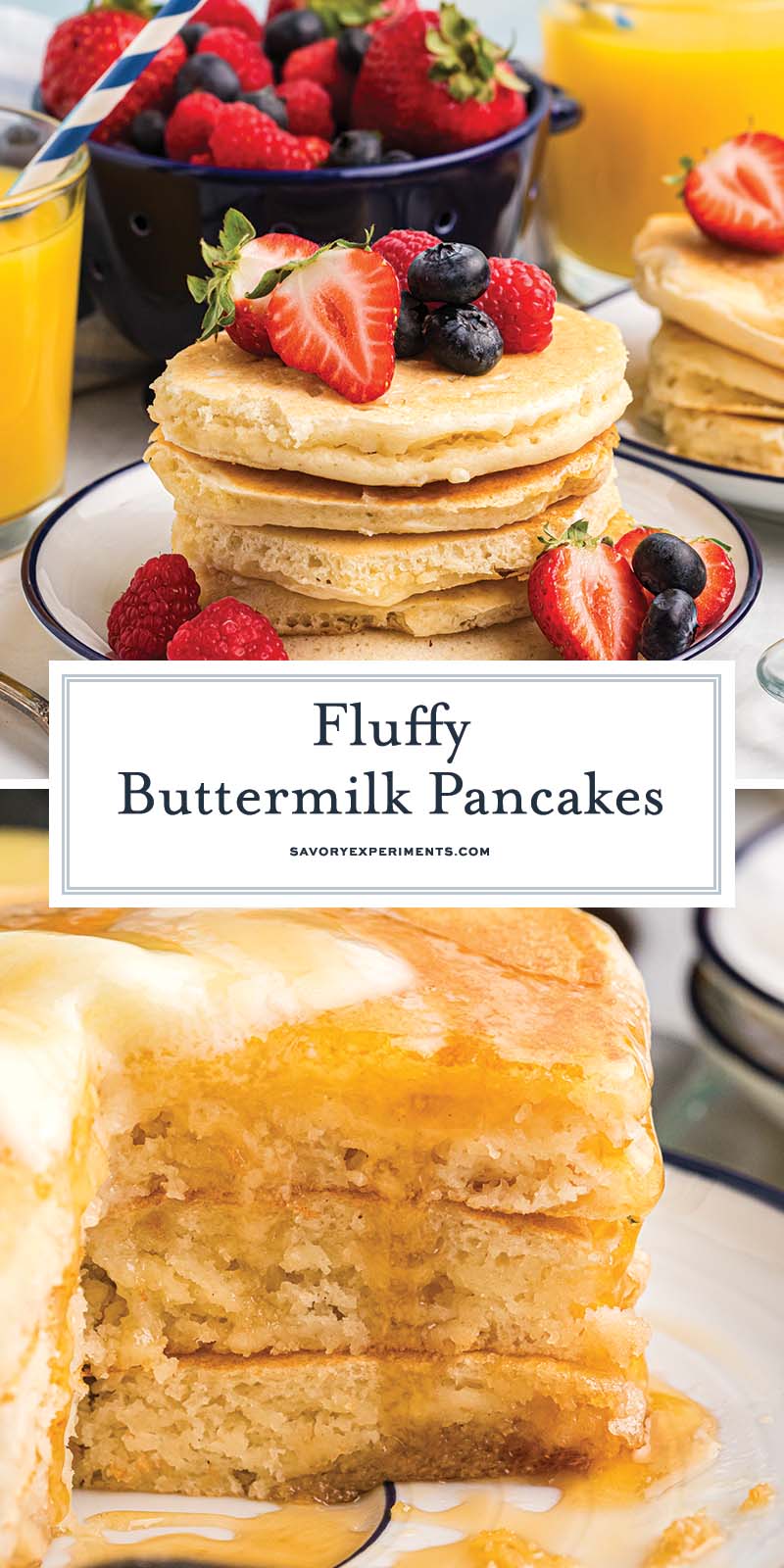 collage of buttermilk pancakes for pinterest