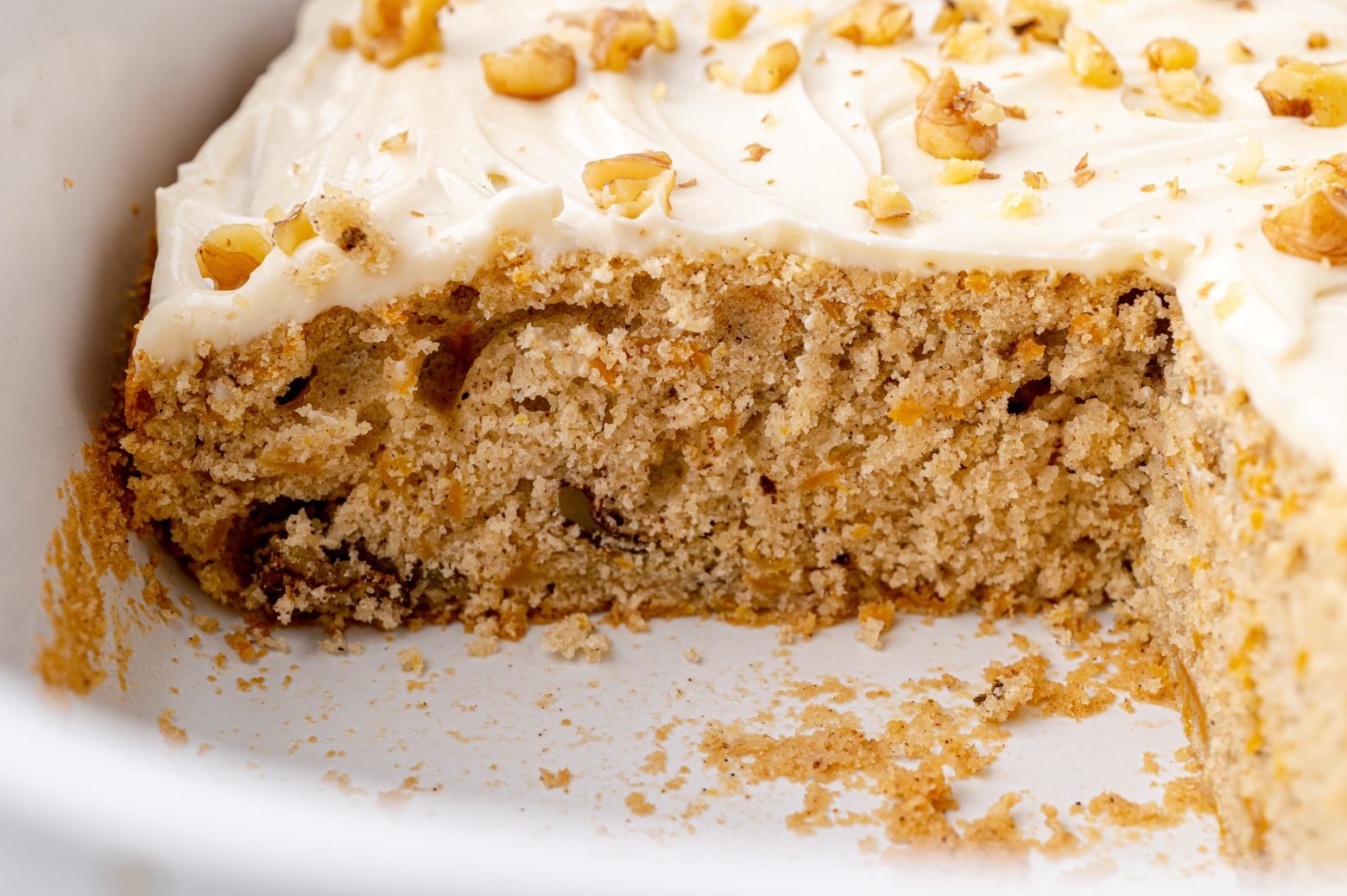 side view of butternut squash cake with walnuts