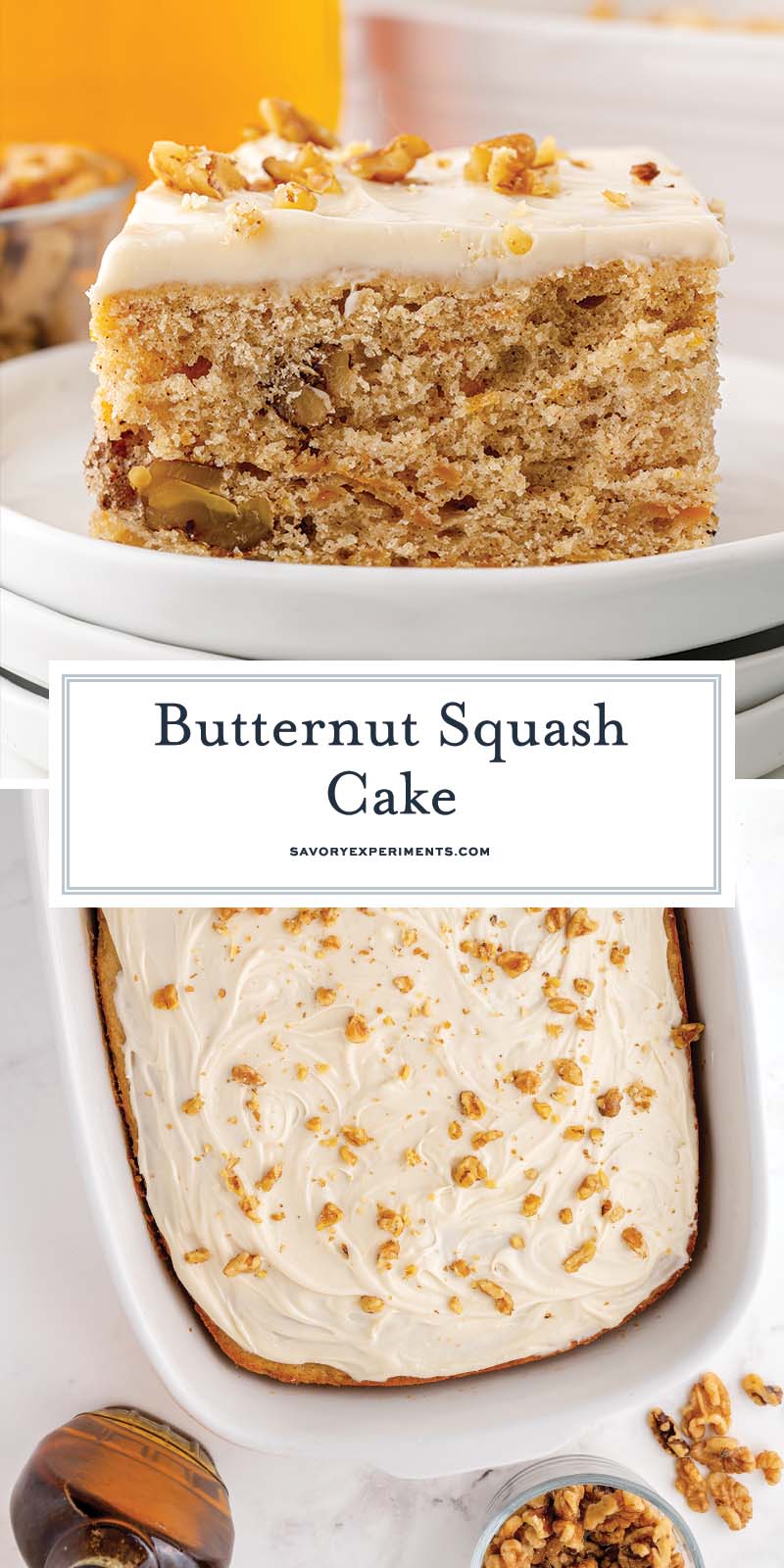 collage of images for butternut squash cake for pinterest