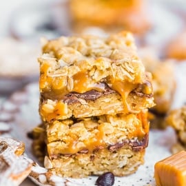 three gooey caramel bars