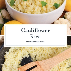 collage of cauliflower rice for pinterest