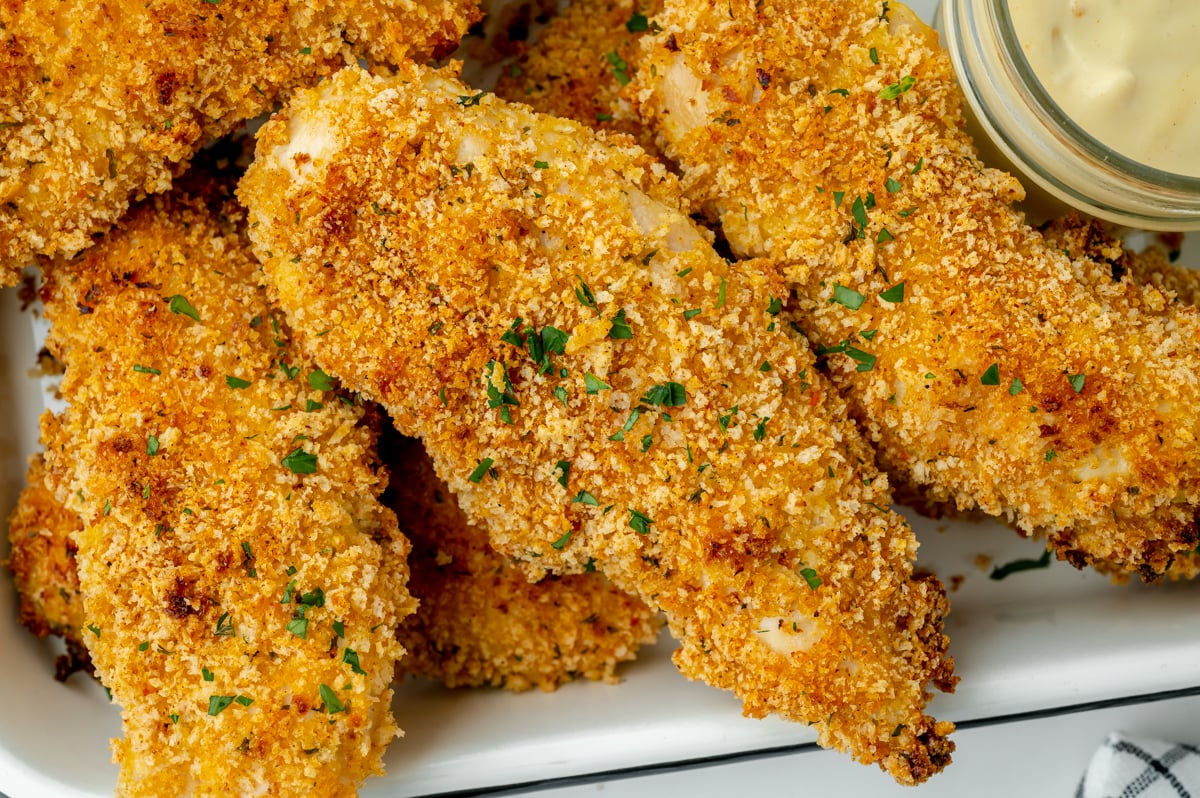 close up overhead shot of chicken tenders