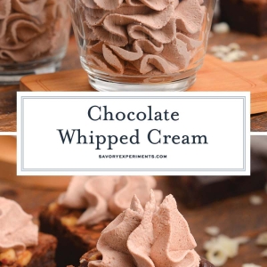 collage of chocolate whipped cream images with text overlay for pinterest