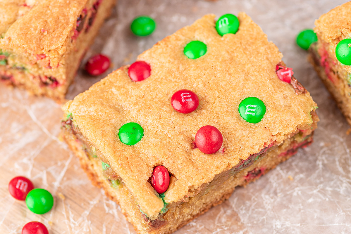 close up angled shot of christmas blondie
