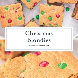 collage of chrsitmas blondies for pinterest